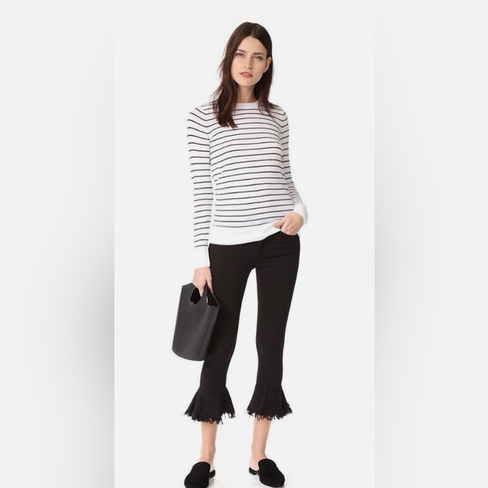Mcguire Denim Bohemia Black Crop Ruffle Kick Flare